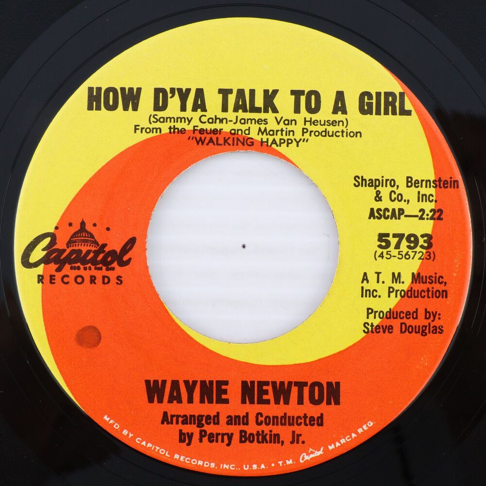 Wayne Newton – How D'Ya Talk To A Girl / Happy Is Gone - 1966 45 rpm Record 5796